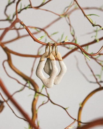 Coral Hoops - Creme on white clay