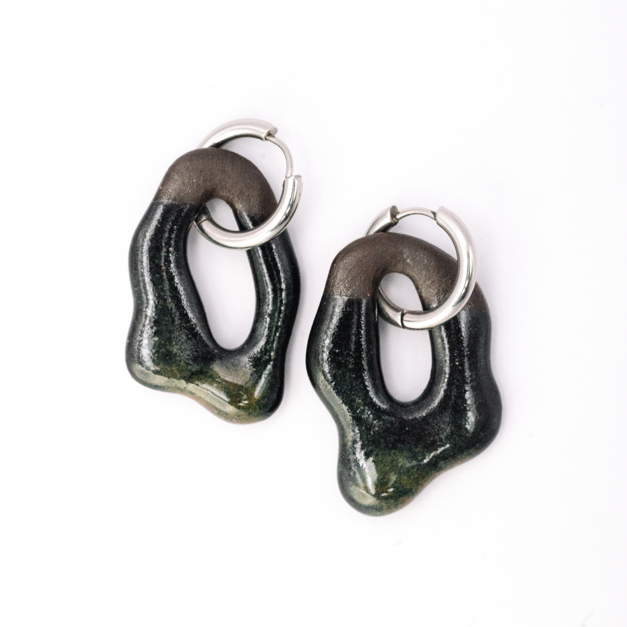 Coral Hoops - Midnight Emerald