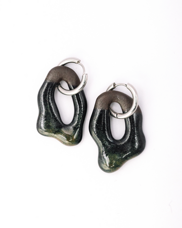 Coral Hoops - Midnight Emerald