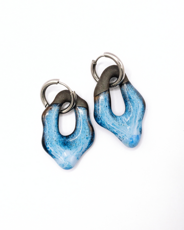 Coral Hoops - Ice Blue
