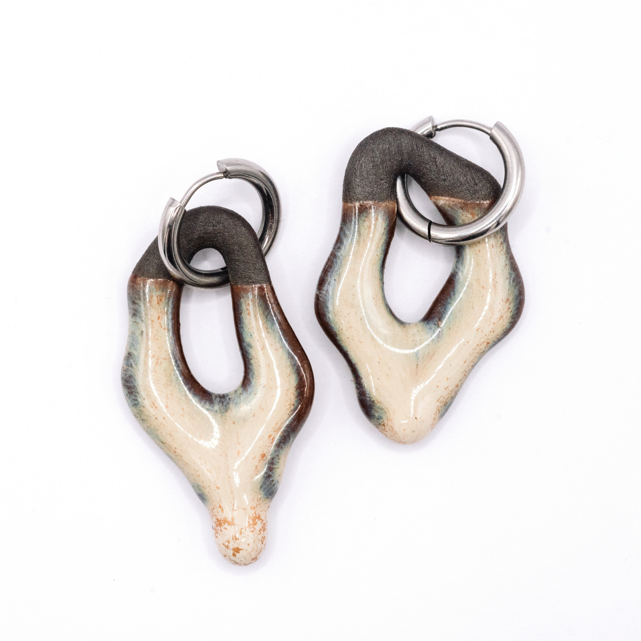 Coral Hoops - Cream Drip